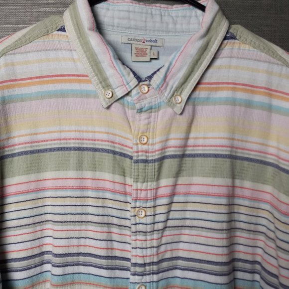 Carbon2Cobalt Striped Button-Down Shirt Large - Picture 4 of 10